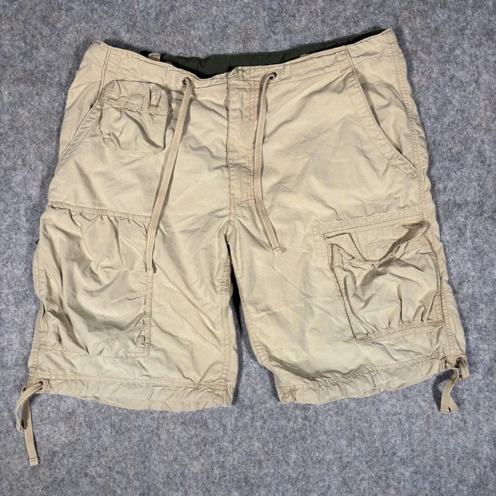 Gap Cargo Shorts Mens L Khaki Tan Ripstop Drawstring Utility 245208-05 Gorpcore